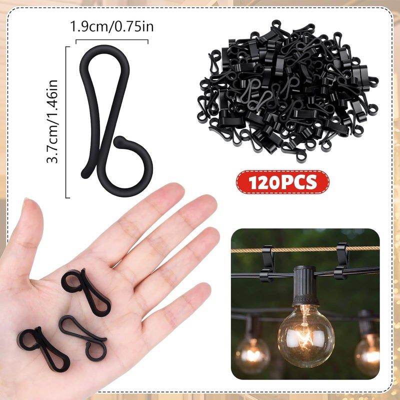 SelfTek 120 PCS Christmas Light Clips Outdoor, Gutter Clips for Hanging Outdoor Lights, Gutter Hooks Hanging String Lamp Holder Mount to Shingles for Roofline, House, Xmas Tree Decor (Black) - Image 2